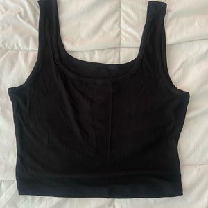 black ribbed crop tank. super cute to style with!